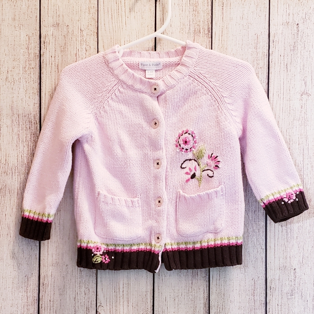 Pink & brown Baby Girl Sweater 6-9m